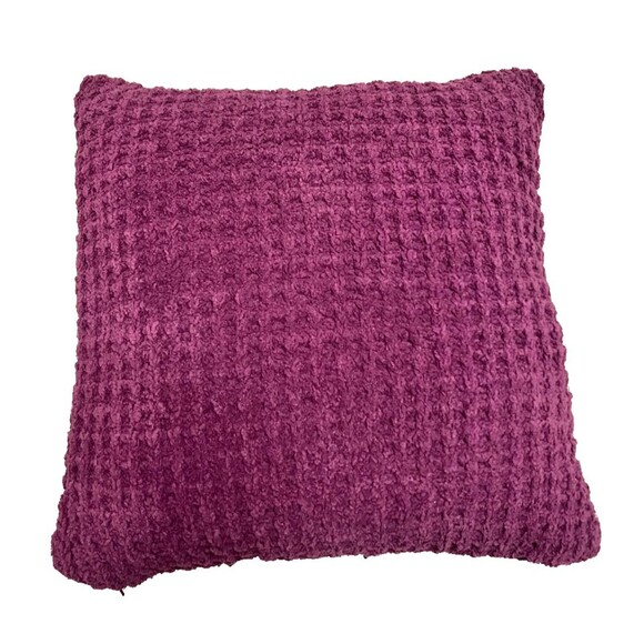 SUNDAY CITIZEN Snug Waffle Purple Memory Foam Square Throw Pillow 18 x 18 New - Picture 1 of 6